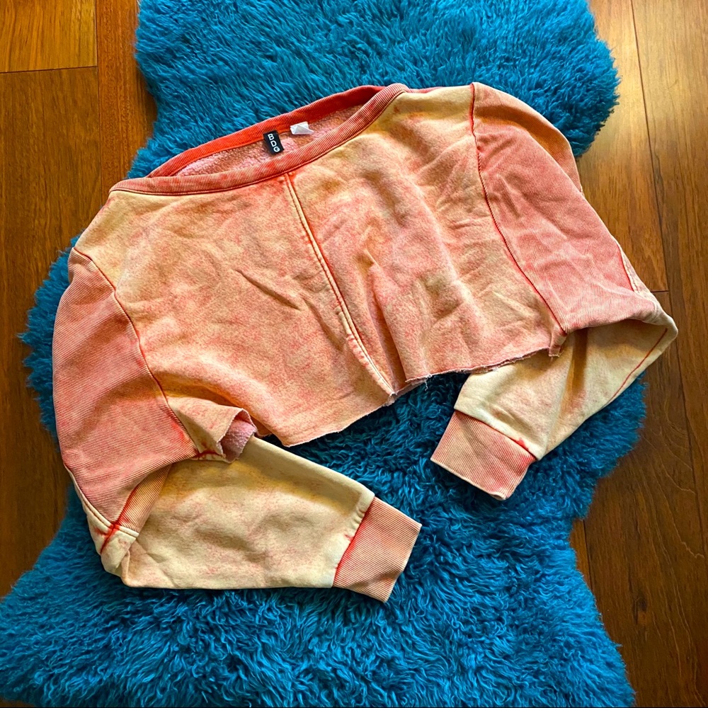 Super Crop Orange Acid Wash Sweatshirt